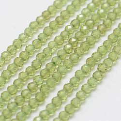 Natural Peridot Bead Strands, Round, Faceted, 2mm, Hole: 0.5mm; about 197~200pcs/strand, 15.3inches(39cm)(G-G663-14-2mm)