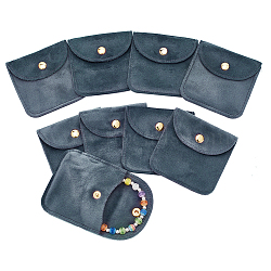 Velvet Jewelry Flap Pouches, Envelope Bag with Snap Button for Earrings, Bracelets, Necklaces Packaging, Square, Gray, 8x7.9cm(TP-WH0007-12G-02)