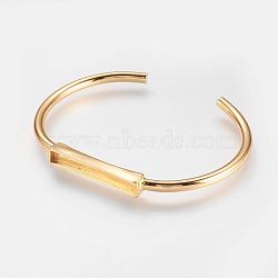 Brass Cuff Bangle Making, Blank Bangle Base, Rectangle, Real 18K Gold Plated, 1-5/8 inchesx2-1/4 inches(42x57mm); Tray: 3x27mm(BJEW-K153-02C)