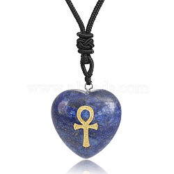 Natural Lapis Lazuli Heart Engraved AnKh Cross Pendant Personalized DIY Necklaces(SC1205-3)