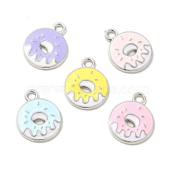 Alloy Enamel Pendants, Donut Charm, Platinum, Mixed Color, 19x15x2mm, Hole: 2mm(X-ENAM-J650-08P)