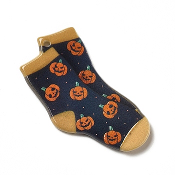 Halloween Acrylic Pendants, Sock Pattern, 40.5x27.5x2.5mm, Hole: 1.7mm