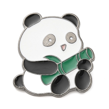 Panda Enamel Pins, Gunmetal Alloy Brooch, Smiling Face, 30x28x1.5mm
