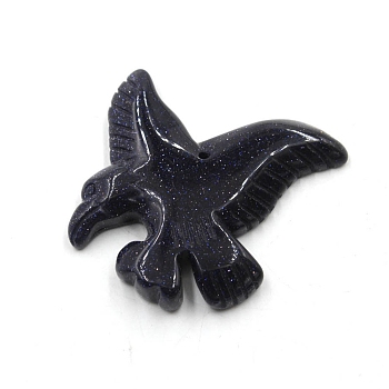 Carved Natural Obsidian Pendants, Eagle, 40x40x8mm