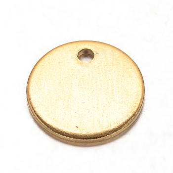 Ion Plating(IP) 304 Stainless Steel Charms, Flat Round, Stamping Blank Tag Charms, Golden, 10x1mm, Hole: 1mm