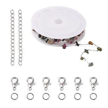 DIY Chain Necklace Bracelet Making Set, Including 316 Stainless Steel Paperclip Chains, 304 Stainless Steel Jump Rings & End Chains & Zinc Alloy Clasps, Platinum & Stainless Steel Color, Chain: 1m/bag
