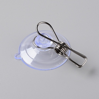 PVC Suction Cup, with Stainless Steel Clamp, Stainless Steel Color, 6.6x4.4x3cm