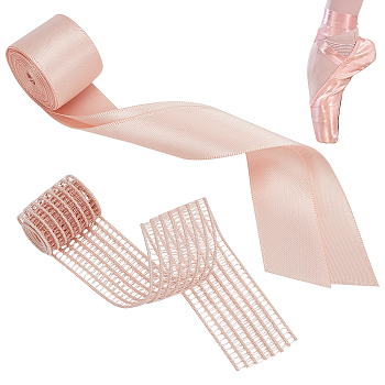 WADORN 1Pc Polyester Invisible Mesh Elastic, 1 Bundle Single Face Satin Ribbon, for Toe Shoes, Mixed Color, 7/8~1 inch(23~25mm)
