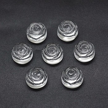 Natural Quartz Crystal Cabochons, Rock Crystal Cabochons, Frosted, Rose/Flower, 14x8mm