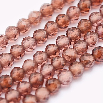 Natural Garnet Beads Strands, Round, Faceted, Orange, 2mm, Hole: 0.5mm, about 174pcs/strand, 15.5 inch(39.5cm)