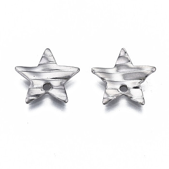 304 Stainless Steel Charms, Twist Star, Stainless Steel Color, 12x12x1mm, Hole: 1.4mm