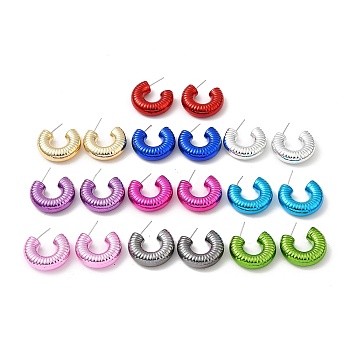 Ring Acrylic Stud Earrings, Half Hoop Earrings with 316 Surgical Stainless Steel Pins, Mixed Color, 28.5x8.5mm