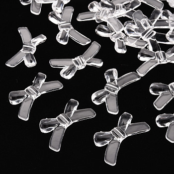 Transparent Acrylic Beads, Bowknot, Clear, 20x34x5.5mm, Hole: 1.8mm, about 435pcs/500g