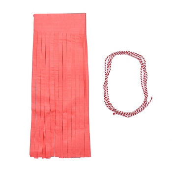 Paper Tassel Banner, with Cotton Cord, Coral, 335mm