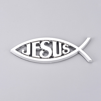 Waterproof Jesus Fish Decal Sticker, 3D Car Decal Emblem Sticker, for Jesus Christian Fish Symbol, Silver, 140x46x6mm