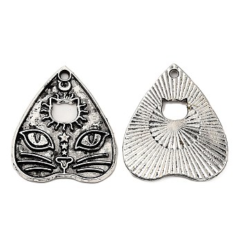 Tibetan Style Alloy Pendants, Cadmium Free & Nickel Free & Lead Free, Antique Silver, Heart, 26x22.5x1.5mm, Hole: 1.8mm