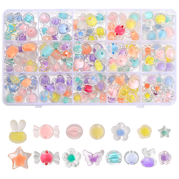 154Pcs Transparent Acrylic Beads Sets, Bead in Bead, Mixed Shapes, Mixed Color, 10.5~20x11~21x6~13mm, Hole: 2~3mm