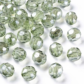Transparent Acrylic Beads, Faceted, Football, Olive Drab, 14x13.5mm, Hole: 2mm, about 330pcs/500g