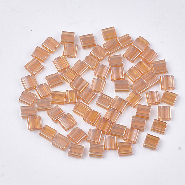 5mm SandyBrown Rectangle Glass Beads
