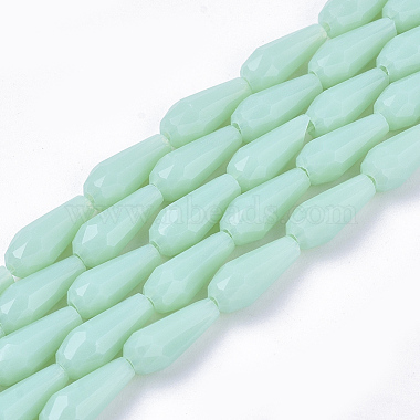 9mm Aquamarine Teardrop Glass Beads