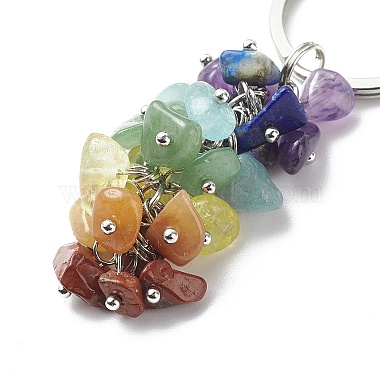 Porte-clés en perles de pierre précieuse naturelle sur le thème du chakra(KEYC-JKC00416-02)-3