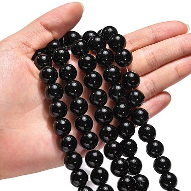 Synthetic Black Stone Beads Strands(GSR12mmC044)-2