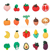 Kissitty Resin Decoden Cabochons, Imitation Fruit & Vegetable, Mixed Color, 19x20x9mm, 4pcs/style, 80pcs/bag(CRES-KS0001-04)