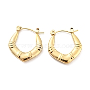 Chunky Rhombus 304 Stainless Steel Hoop Earrings for Women, Real 14K Gold Plated, 23x21x3mm(EJEW-C067-02G)