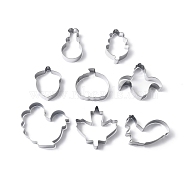 Thanksgiving 430 Stainless Steel Cookie Mold, Cookie Cutter, Acorn/Pumpkin/Turkey, Stainless Steel Color, 54~82x41~88x18mm, 8pcs/set(DIY-E068-01P-02)