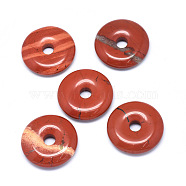 Natural Red Jasper Pendants, Donut/Pi Disc, Donut Width: 12mm, 30x5~7mm, Hole: 6mm(G-P415-22D)