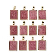 12Pcs 12 Styles Natural Rhodonite Pendants, Rectangle Charms with Twelve Constellations, with Rack Plating Light Gold Tone Brass Findings, Cadmium Free & Lead Free, 22x16x3.5mm, Hole: 6x4mm, 1pc/style(G-B025-01LG-04)