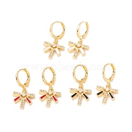 Enamel Sun Dangle Leverback Earrings with Clear Cubic Zirconia, Real 18K Gold Plated Brass Drop Earrings for Women, Lead Free & Cadmium Free, Mixed Color, 26.5mm, Pin: 0.8x1mm(EJEW-F282-01-G)