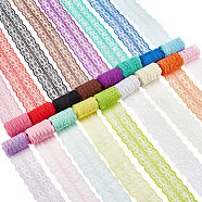 17Pcs 17 Colors Polyester Floral Lace Trims, Wavy Edge Lace Ribbon for Sewing and Art Craft Projects, Mixed Color, 1-5/8 inch(42mm), 2 yards/pc, 1pc/color(SRIB-BC0001-10)