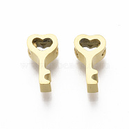304 Stainless Steel Charms, Heart Key, Golden, 8x4.5x3mm, Hole: 1.8mm(STAS-R112-012A)