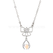 Constellation Rhinestone Pendant Necklace, Platinum Brass Star Necklace, Virgo, 16.14~19.69 inch(41~50cm)(PW-WG94542-06)
