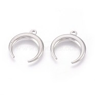 304 Stainless Steel Pendants, for DIY Jewelry Making, Double Horn/Crescent Moon, Stainless Steel Color, 19x17.5x2mm, Hole: 1.8mm
(X-STAS-F187-28P)