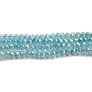 Transparent Baking Painted Glass Beads Strands, AB Color, Faceted, Round, Medium Turquoise, 2.5x2mm, Hole: 0.7mm, about 148~152pcs/strand, 12.05~12.36 inch(30.6~31.4cm)(DGLA-F002-02A-02)