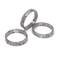 Natural Cloudy Quartz Gemstone Stretch Bracelets, Faceted, Rectangle, 2-3/8 inch(6cm)(BJEW-F406-B02)