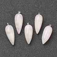 Natural Rose Quartz Pointed Pendants, with Platinum Brass Findings, Bullet, 32~33x12mm, Hole: 2.5x6mm(G-F705-01P-P)