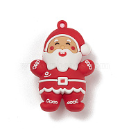 PVC Plastic Christmas Style Big Pendants, Santa Claus, 53x37x23mm, Hole: 3mm(PVC-O001-02A)