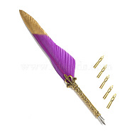 Feather Dipped Pen, with Alloy Pen Tip & Replacement Tips, for Teacher's Day, Medium Orchid, 285x45mm(FEAT-PW0001-007O)