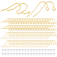 100Pcs 2 Style 304 Stainless Steel Earring Hooks, Shepherd's Hook Ear Wire, with 100Pcs Plastic Ear Nuts, Real 18K Gold Plated, 11~11.5x21~24mm, Pin: 0.6~0.7mm, 50Pcs/style(STAS-BBC0004-49)