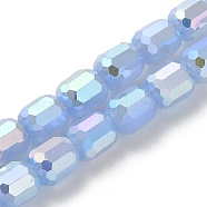 Imitation Jade Glass Beads Strands, Faceted, Column, Cornflower Blue, 6x7~7.5mm, Hole: 1mm, about 72~73pcs/strand, 21.06~21.14''(53.5~53.7cm)(EGLA-D030-05B)