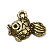 Tibetan Style Alloy Pendants, Goldfish Charms, Antique Bronze, 13x17x3.5mm, Hole: 1.6mm(PALLOY-M198-11AB)