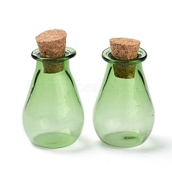 Glass Cork Bottles Ornament, Glass Empty Wishing Bottles, DIY Vials for Pendant Decorations, Light Green, 15.5x28mm(AJEW-O032-02C)