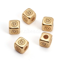Brass Micro Pave Clear Cubic Zirconia Beads, Cube, Golden, 8.5x8.5x8.5mm, Hole: 3.5mm(ZIRC-L091-020G)