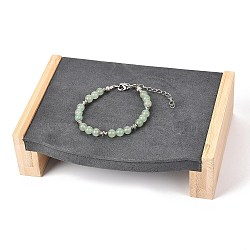 Bamboo Wood Jewelry Display, with Suede Fabric, for Bracelet Displays, Black, 11.5x15.5x4.1cm(BDIS-O005-01B)