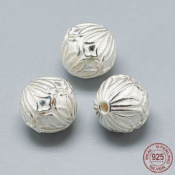 925 Sterling Silver Beads, Round, Silver, 11mm, Hole: 1.5mm