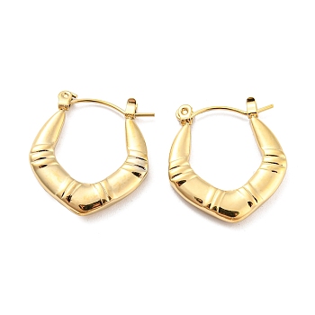 Chunky Rhombus 304 Stainless Steel Hoop Earrings for Women, Real 14K Gold Plated, 23x21x3mm
