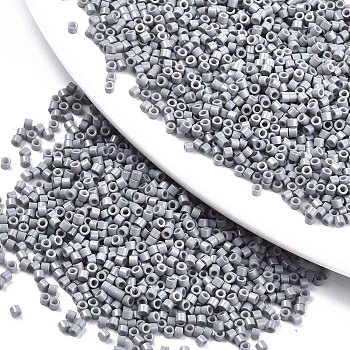 11/0 Grade A Glass Seed Beads, Cylinder, Uniform Seed Bead Size, Baking Paint, Gray, 1.5x1mm, Hole: 0.5mm, about 20000pcs/bag